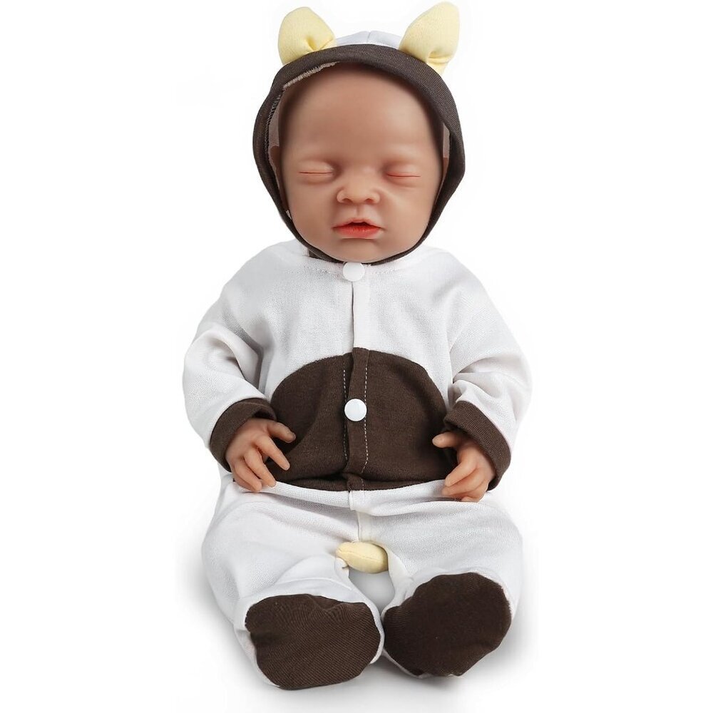 🆕16inch Full Platinum Silicone Baby Doll Reborn Eyes Closed Lifelike Baby Girl